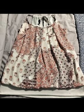 Maurices Boho Floral Cream and Rust Halter Tank Top